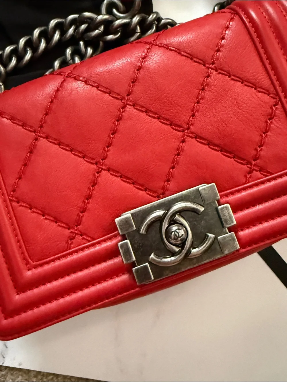 Chanel Boy Bag Red Quilted Leather |Complete Set |Box, Dust Bag & COA | Pristine